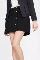 Oasap Simple Button Decoration Flap High Waist Skirt