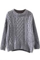 Oasap Favourite Solid Ribbed Knit Woman Sweater