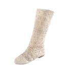 Oasap Round Toe Hollow Out Mid-calf Lace Boots