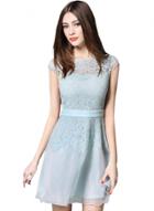 Oasap Women's Lace Trim Sleeveless Organza A-line Dress