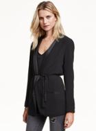 Oasap Women's Shawl Collar Tie Waist Loose Fit Blazer