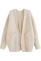 Oasap Sweet Solid Patch Pocket Cardigan