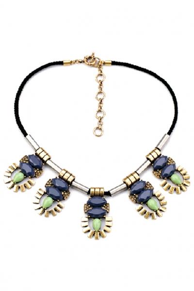 Oasap Metallic Blue Green Simple Necklace