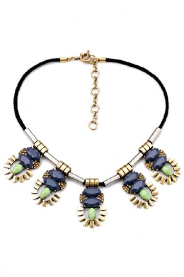 Oasap Metallic Blue Green Simple Necklace