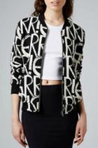 Oasap Trendy Alphabet Print Baseball Jacket