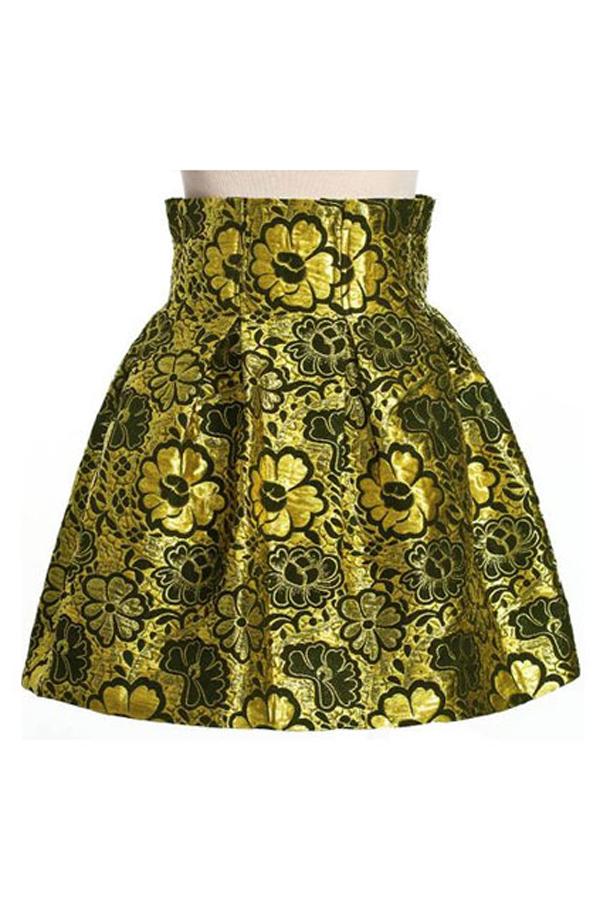 Oasap High Waisted Embroidered A-line Skirt