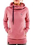 Oasap Drawstring Turtle Neck Pullover Hoodie With Pocket