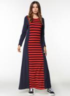 Oasap Fashion Contrast Stripe Maxi Dress