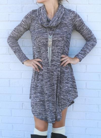 Oasap Cowl Neck Long Sleeve Slim Fit Dress