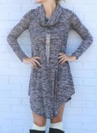 Oasap Cowl Neck Long Sleeve Slim Fit Dress