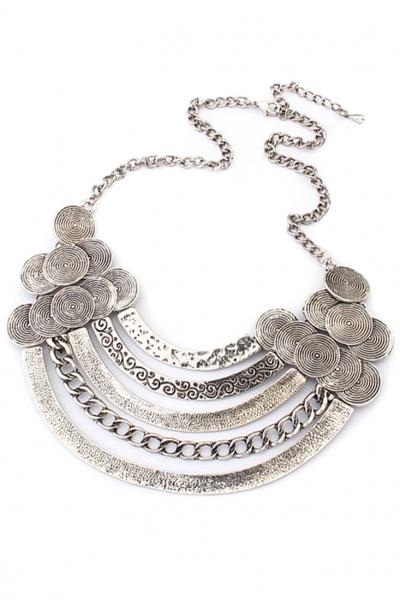 Oasap Punk Metallic Coined Statement Necklace