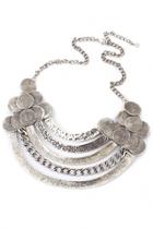 Oasap Punk Metallic Coined Statement Necklace