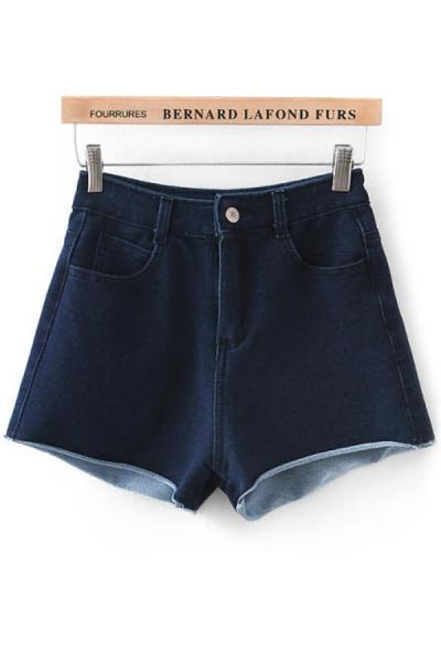 Oasap Turn-up Edge Denim Shorts