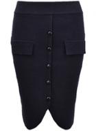 Oasap Women's Fashion Elastic Waist Button Front Bodycon Skirt