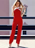 Oasap Sleeveless Criss Cross Wide Leg Jumpsuit