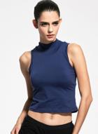 Oasap Women's Solid Mock Neck Sleeveless Slim Fit Sports Vest