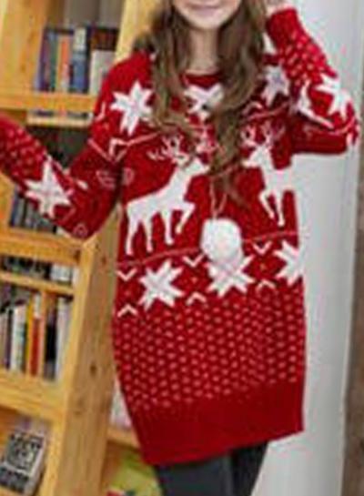 Oasap Christmas Maple Leaf Deer Pullover Sweater