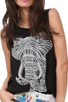 Oasap Women's Fashion Elephant Print Sleevelss Pullover Summer Tank Top