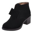 Oasap Solid Color Block Heels Slip-on Bow Boots