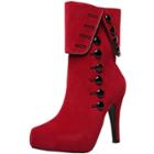 Oasap Women's Faux Suede Side Zip Button Decor Boots