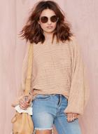 Oasap Boat Neck Batwing Sleeve Sweater