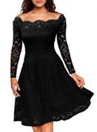 Oasap Off Shoulder Long Sleeve A-line Lace Dress
