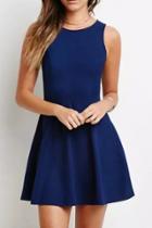 Oasap Navy Blue Slim Fit Mini Dress