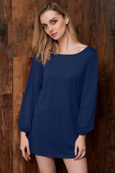 Oasap Chic Round Neck Stretch Knit Trapeze Dress
