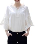 Oasap Women's Fashion V-neck Tasseled Flare Sleeve Pullover Tee