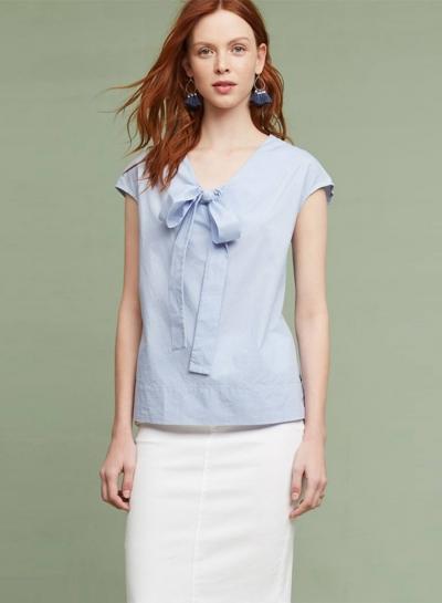 Oasap Bow Tie Short Sleeve Shirt