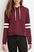 Oasap Color Block Stripe Drawstring Knit Hooded Sweatshirt