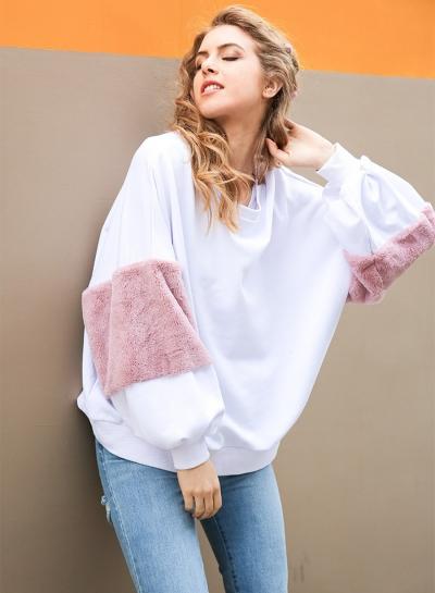 Oasap Fashion Loose Fit Color Block Sweatshirt