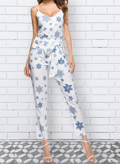 Oasap 2 Piece Snowflake Printed Pants Set