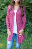 Oasap Chic Heathered Batwing Sleeve Open Front Cardigan