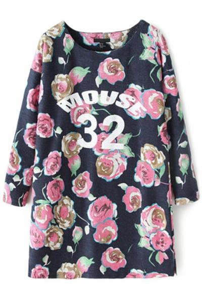 Oasap Mouse 32 Blossoming Rose Long Sweatshirt