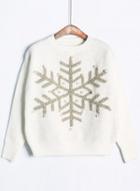 Oasap Fashion Christmas Snow Pearls Pullover Sweater