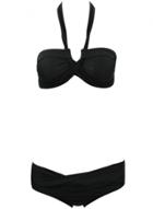 Oasap Women's Summer Solid Color Halter Two Piece Bikini