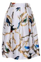 Oasap Fashion Oil Paited Bird Print Skirt