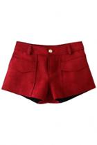 Oasap Chic Pretty Solid Middle Waist Faux Suede Shorts