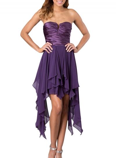 Oasap Women's Cut-out Neck Asymmetric Strapless Cocktail Dress
