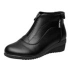 Oasap Round Toe Wedge Heels Zipper Front Dancing Shoes