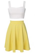 Oasap Chic Crop Top A-line Skirt Matching Set