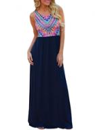 Oasap Women's Fashion Summer Sleeveless Bohemian Print Maxi Dress