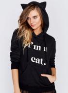 Oasap Cute Letter Graphic Pullover Hoodie With Pocket