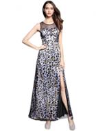 Oasap Sleeveless Leopard Print Side High Slit Prom Dress