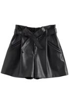 Oasap Pu Leather Bow Waist On-seam Pocket Shorts