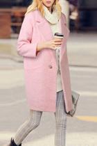 Oasap Charming Simple Color Notch Lapel One Button Coat