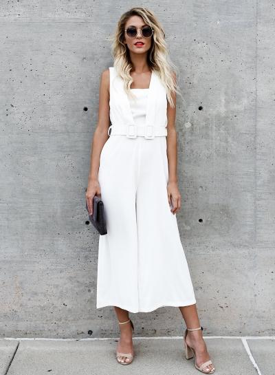 Oasap Sleeveless Solid Color Backless Jumpsuit