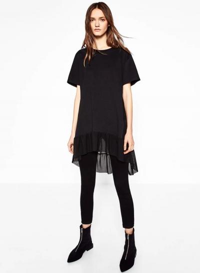 Oasap Simple Mesh Panel Sheer Loose Dress