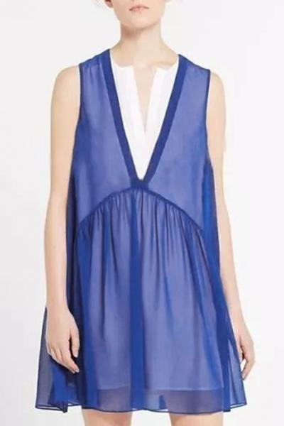 Oasap Semi-sheer Sleeveless Chiffon Dress